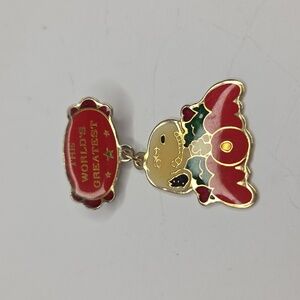 Vintage collectible is a Snoopy "World's Greatest Mom" enamel pin.